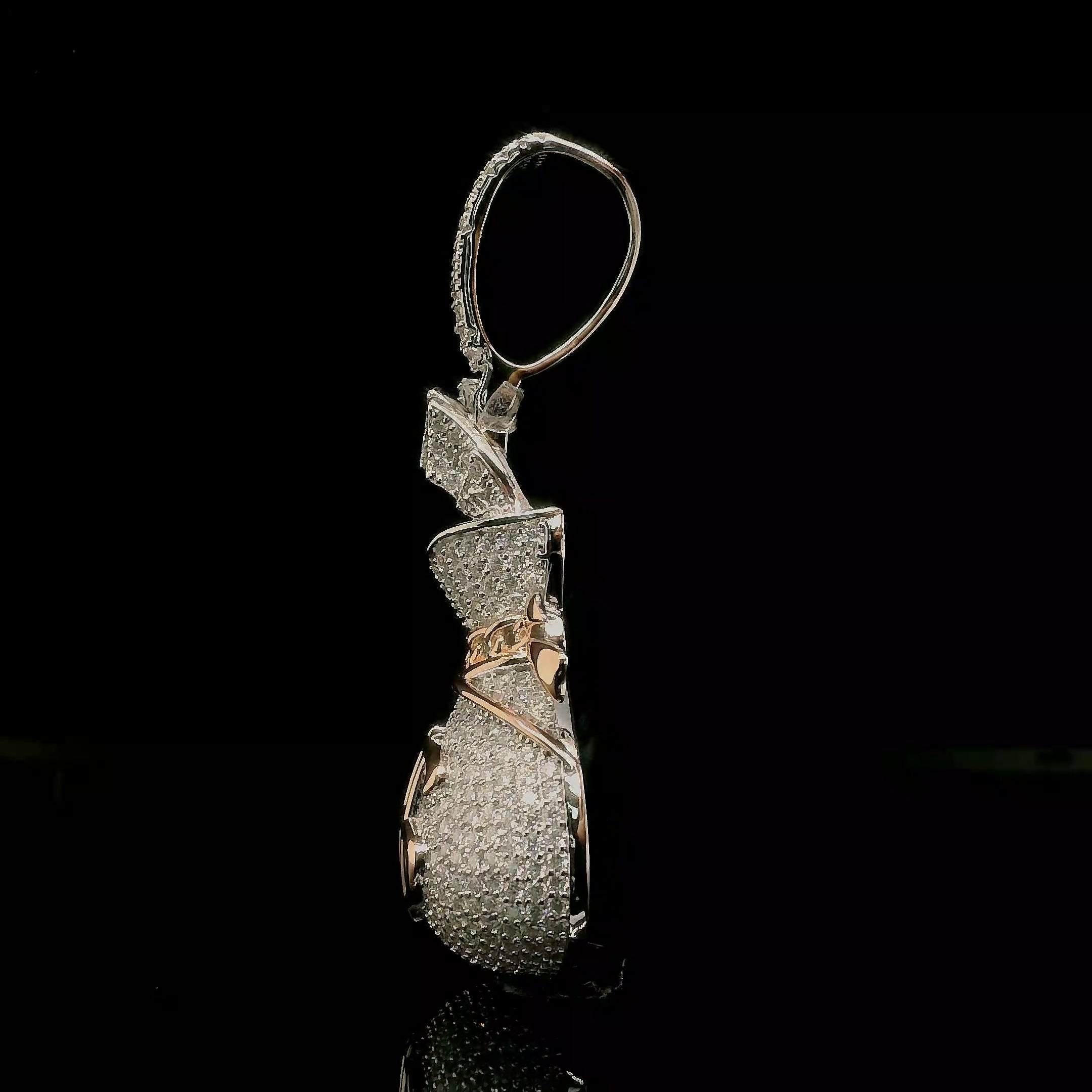 Micro Pave Diamond Money Bag Pendant | 3.2ct | 36mm | VVS