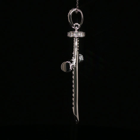 925 Sterling Silver Nail Cross Pendant - 0.72Ctw Moissanite Available with Silver and Gold Finished