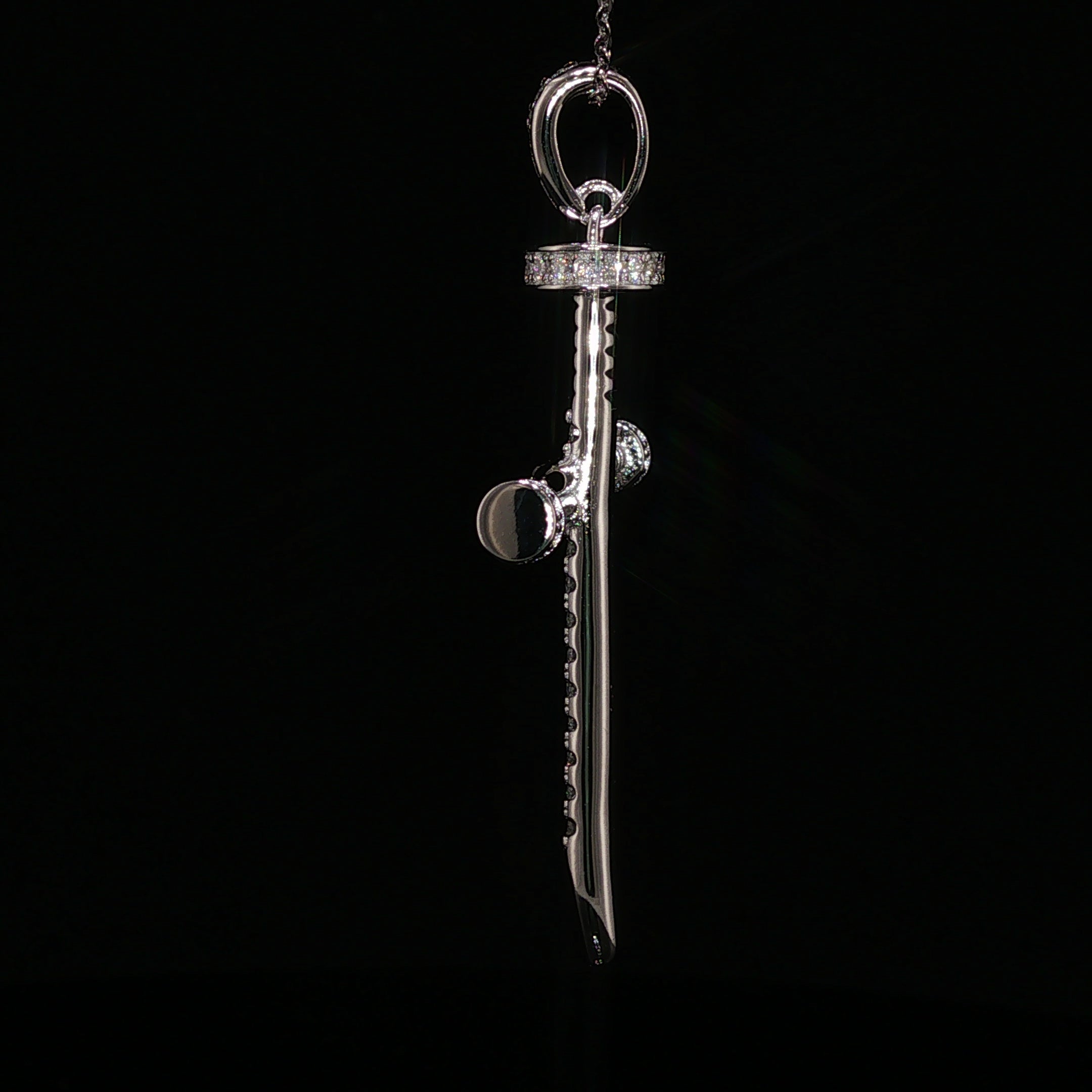925 Sterling Silver Nail Cross Pendant - 0.72Ctw Moissanite Available with Silver and Gold Finished