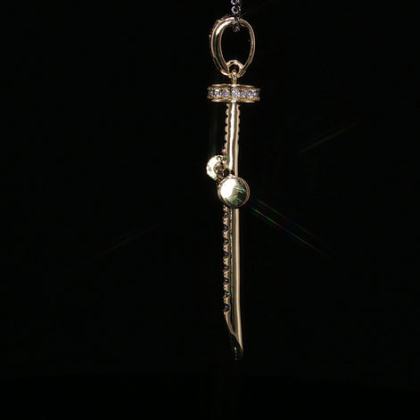 925 Sterling Silver Nail Cross Pendant - 0.72Ctw Moissanite Available with Silver and Gold Finished