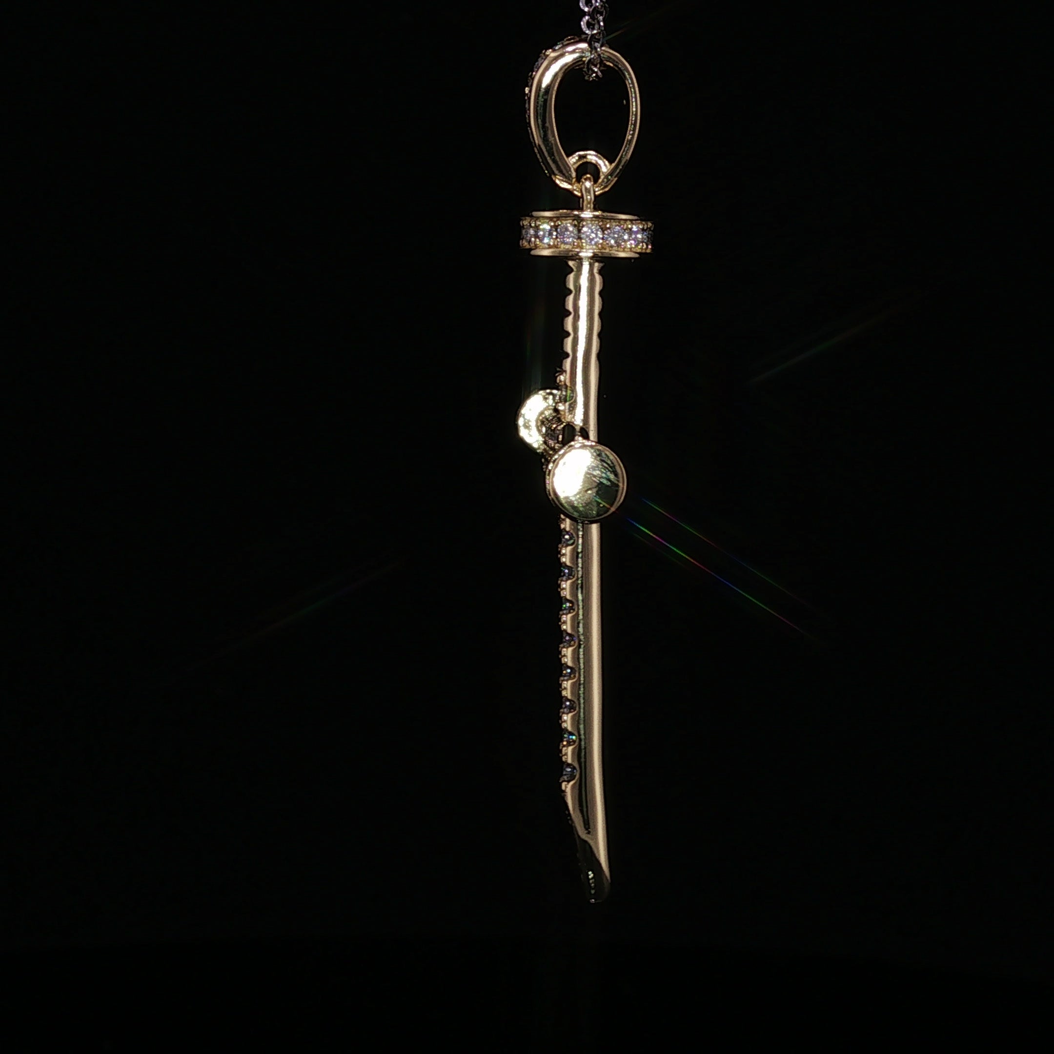 925 Sterling Silver Nail Cross Pendant - 0.72Ctw Moissanite Available with Silver and Gold Finished