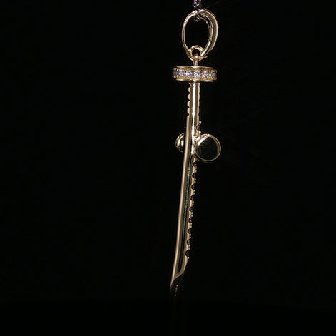 925 Sterling Silver Nail Cross Pendant - 0.72Ctw Moissanite Available with Silver and Gold Finished