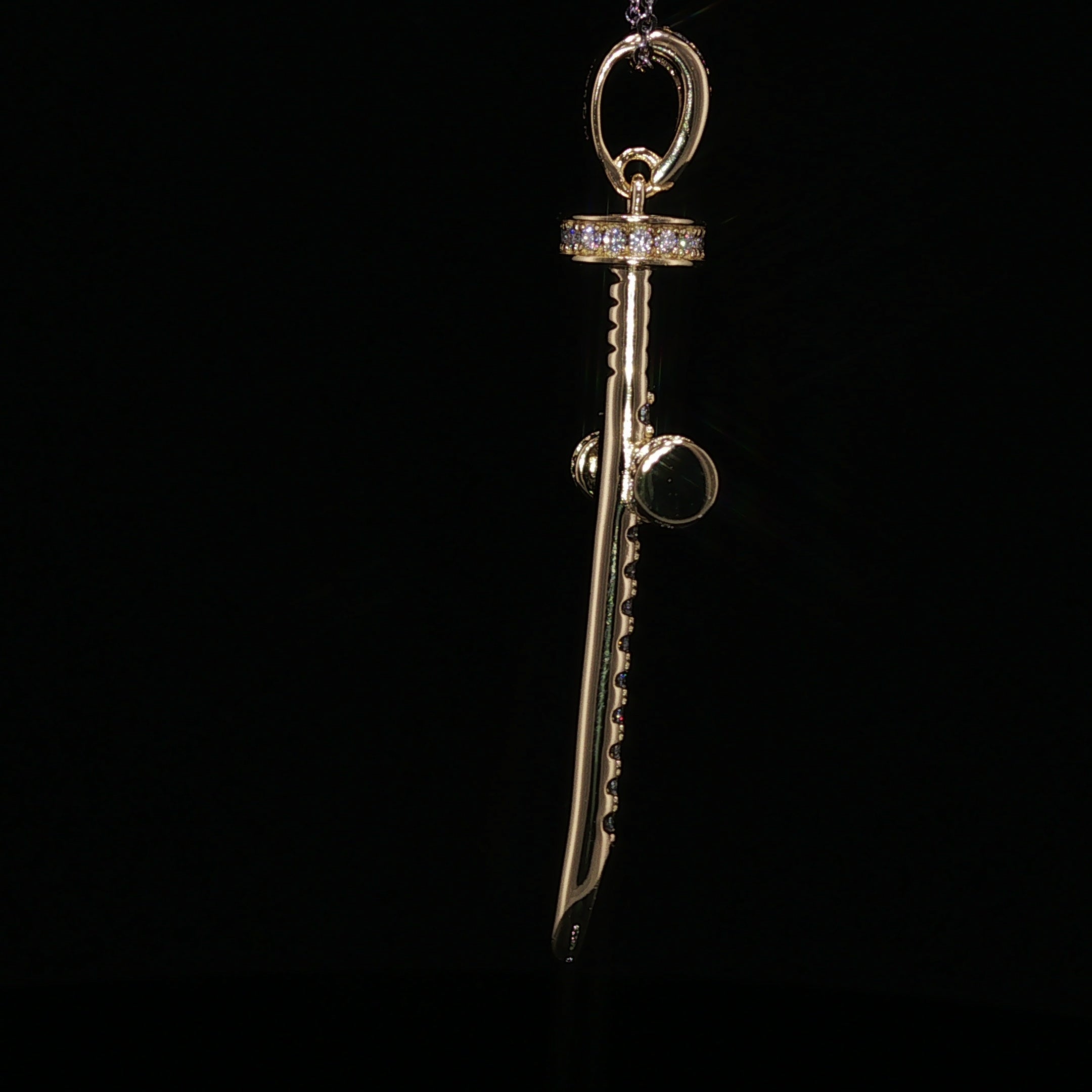 925 Sterling Silver Nail Cross Pendant - 0.72Ctw Moissanite Available with Silver and Gold Finished