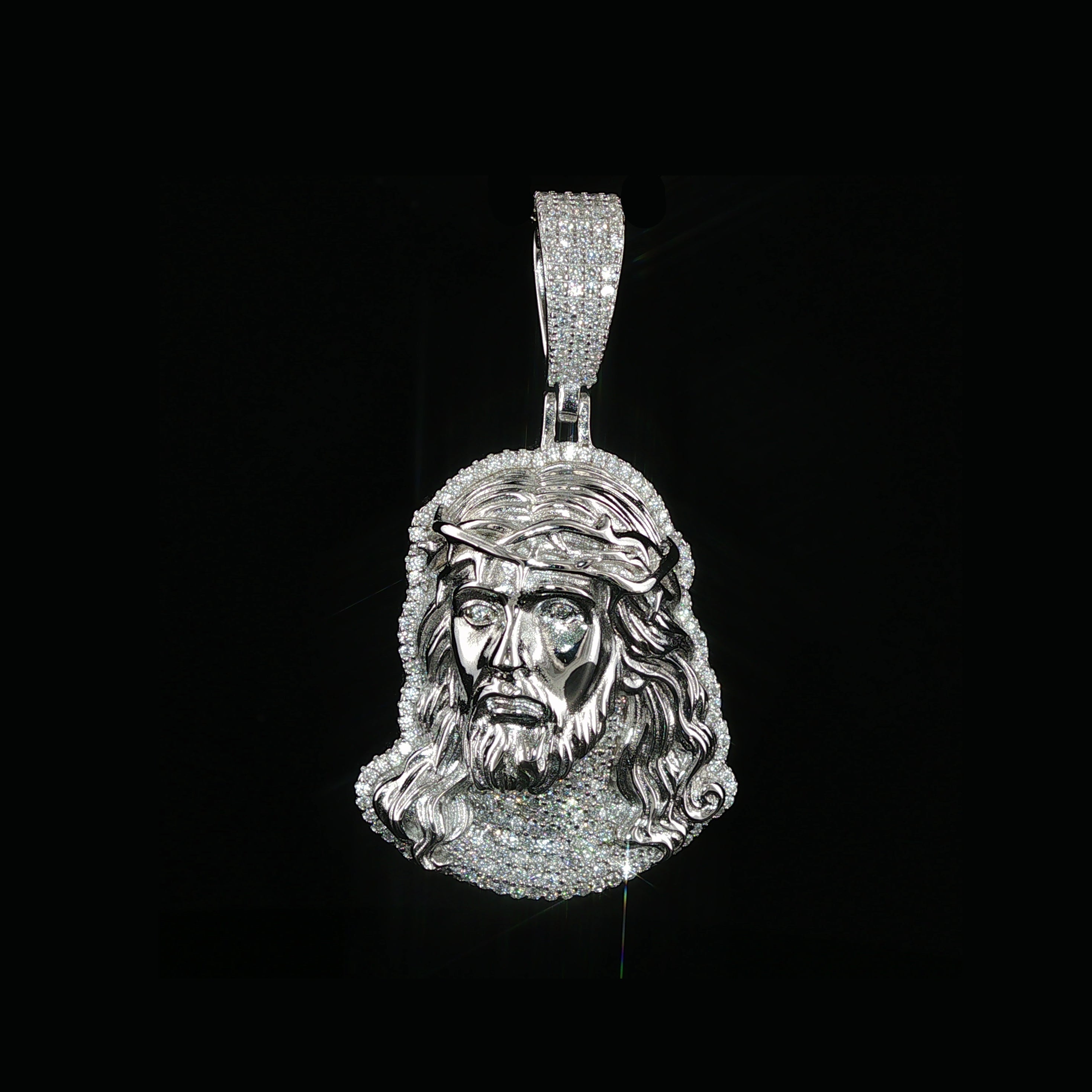 Iced Out Jesus Head Pendant | 36mm | VVS