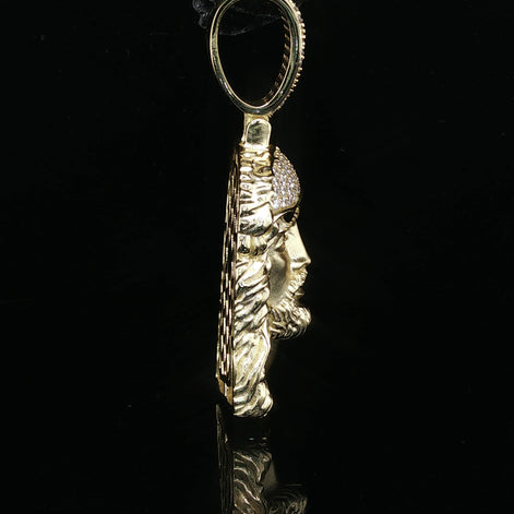 Men's Iced Out Jesus Piece Pendant – 14K Gold Over 925 Sterling Silver | Hand-Set Moissanite Accents