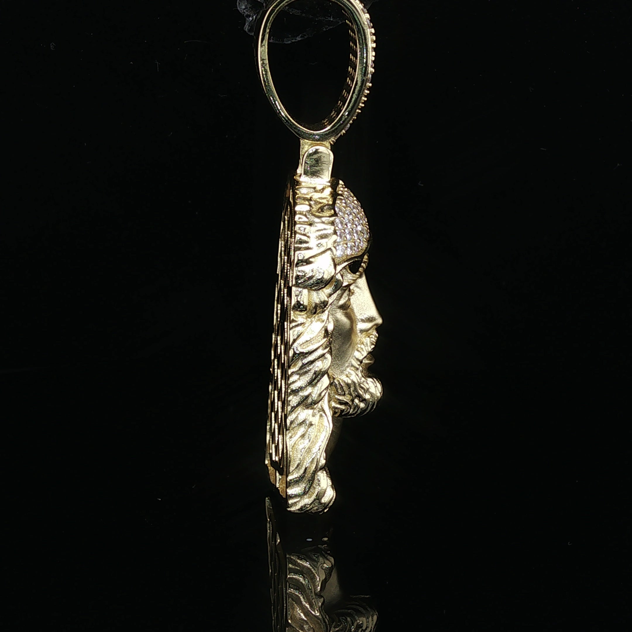 Men's Iced Out Jesus Piece Pendant – 14K Gold Over 925 Sterling Silver | Hand-Set Moissanite Accents