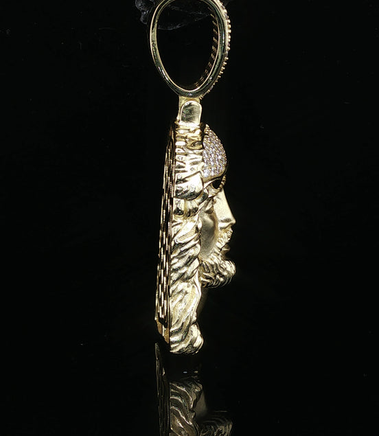 Men's Iced Out Jesus Piece Pendant – 14K Gold Over 925 Sterling Silver | Hand-Set Moissanite Accents