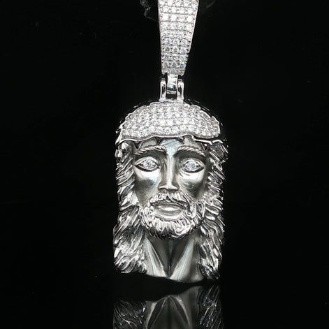 Men's Iced Out Jesus Piece Pendant – 14K Gold Over 925 Sterling Silver | Hand-Set Moissanite Accents