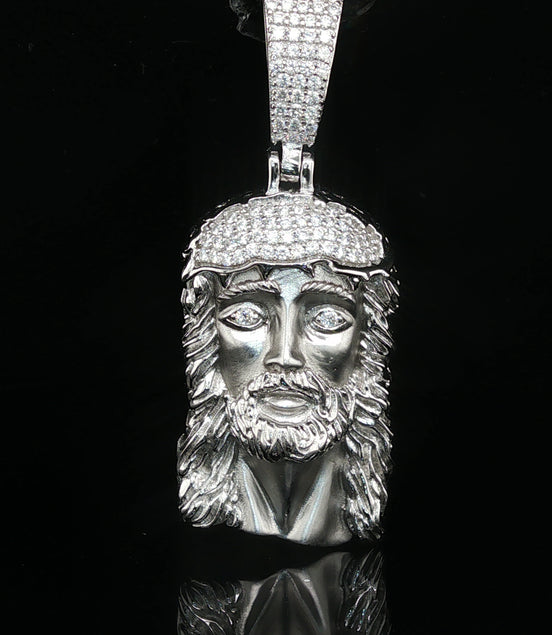 Men's Iced Out Jesus Piece Pendant – 14K Gold Over 925 Sterling Silver | Hand-Set Moissanite Accents