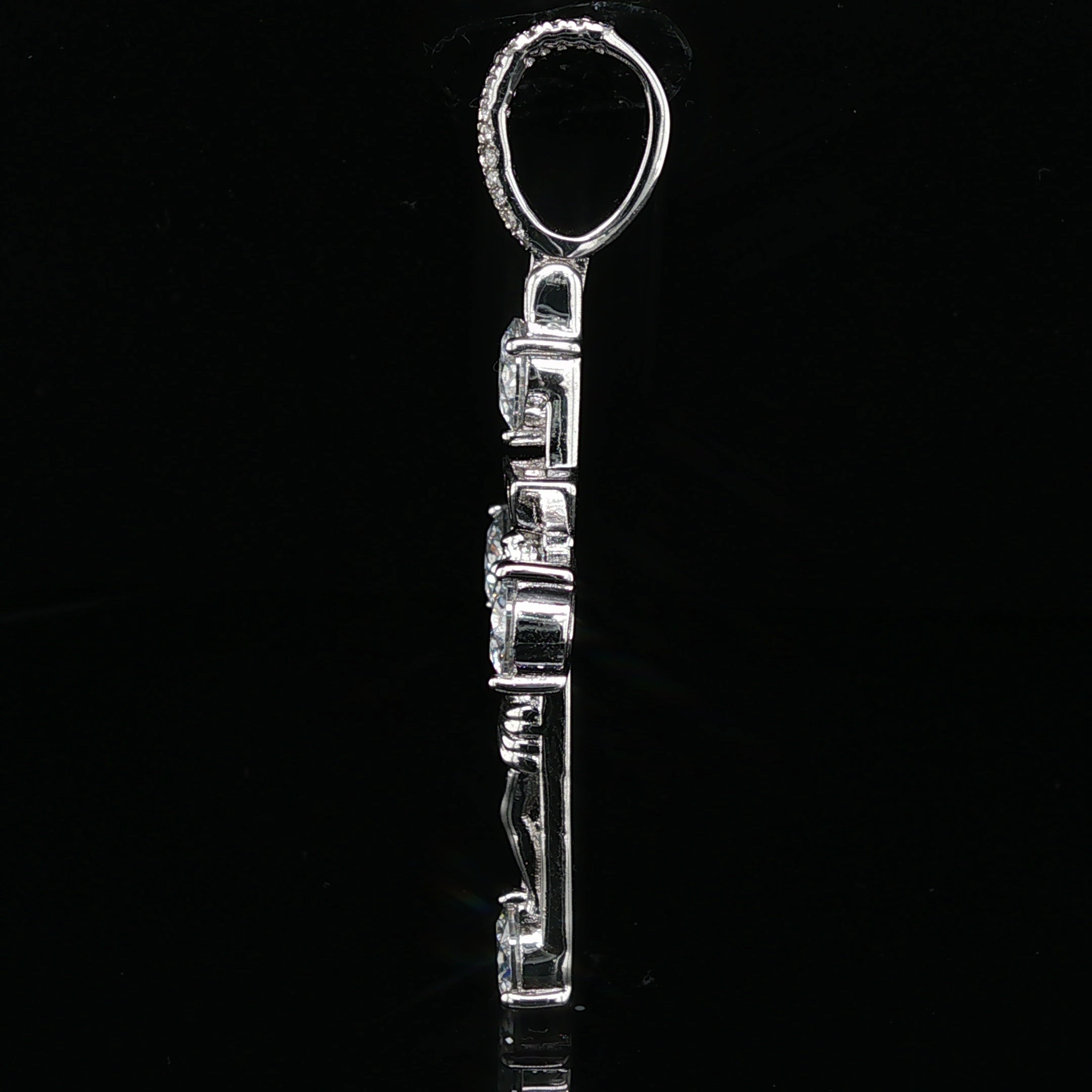 Men's Iced Out Crucifix Cross Pendant – 925 Sterling Silver | VVS Moissanite Solitaire Accents
