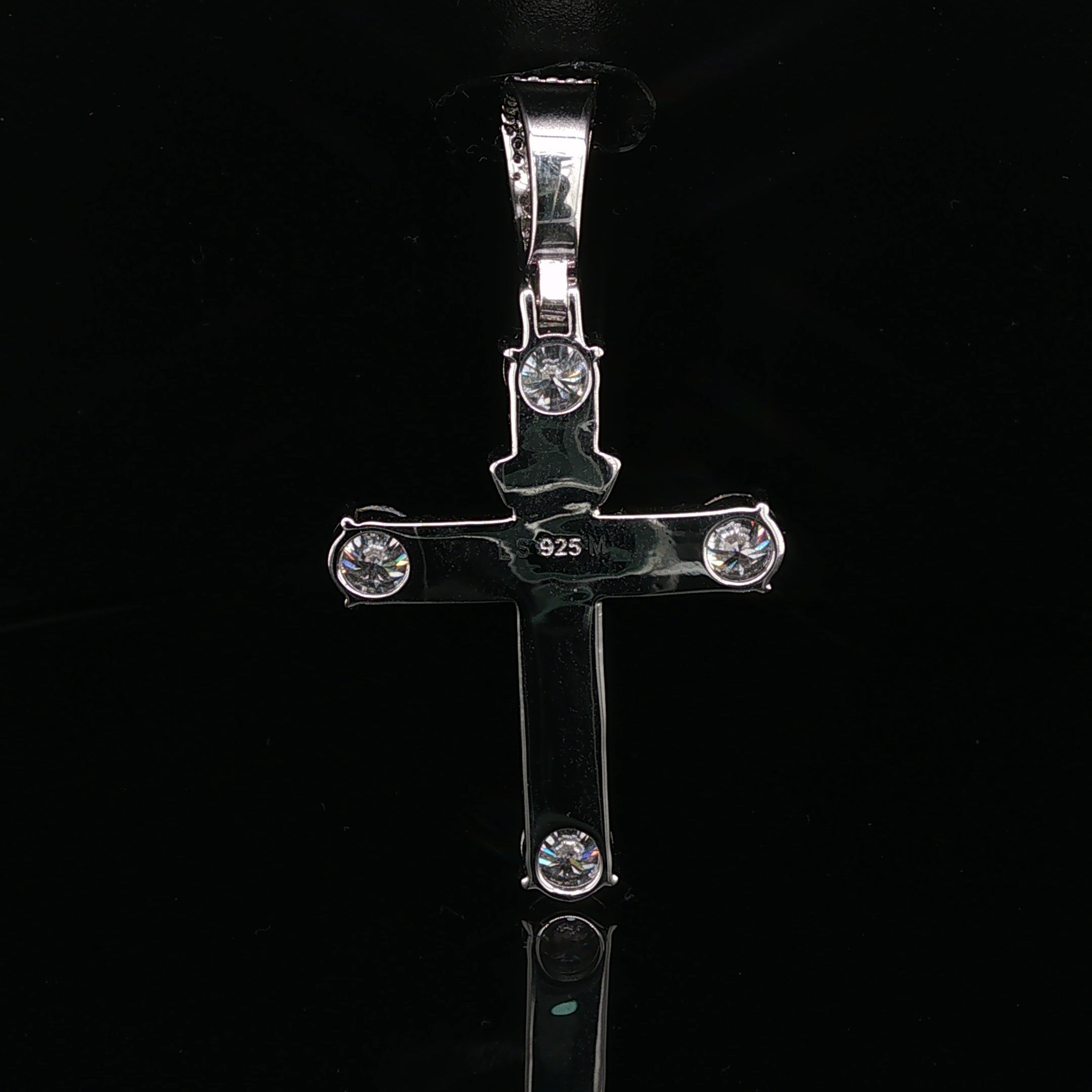 Men's Iced Out Crucifix Cross Pendant – 925 Sterling Silver | VVS Moissanite Solitaire Accents