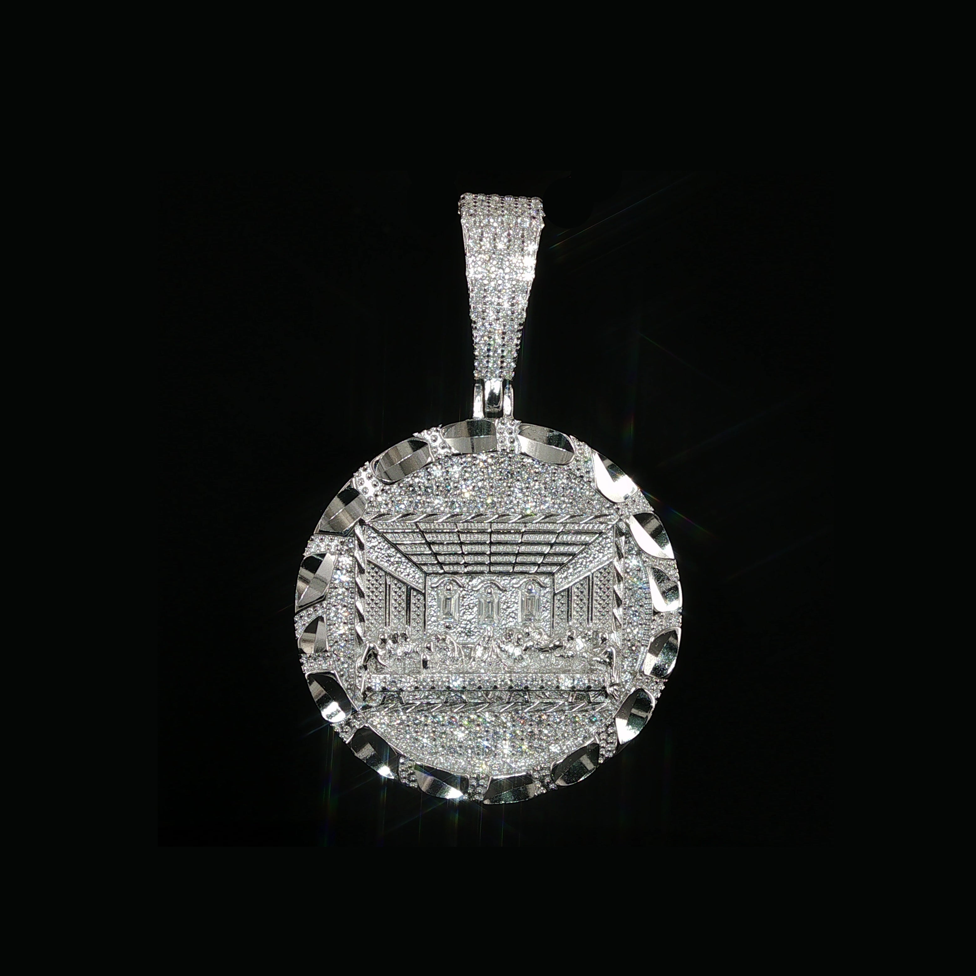 Last Supper Medallion Pendant | 925 Sterling Silver | 1.2Ctw Moissanite