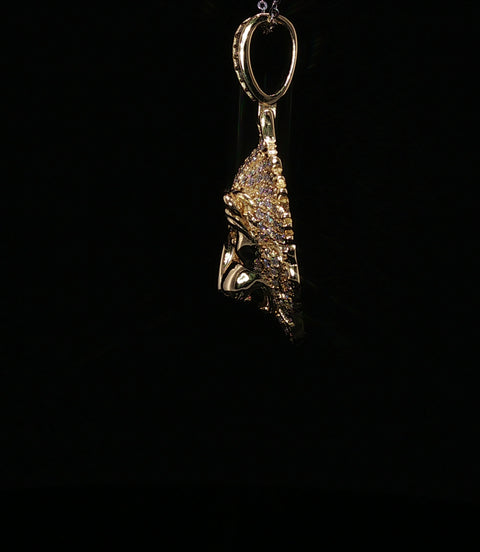 925 Sterling Silver Lion Head Pendant - 0.6Ctw Moissanite Available with Silver and Gold Finished