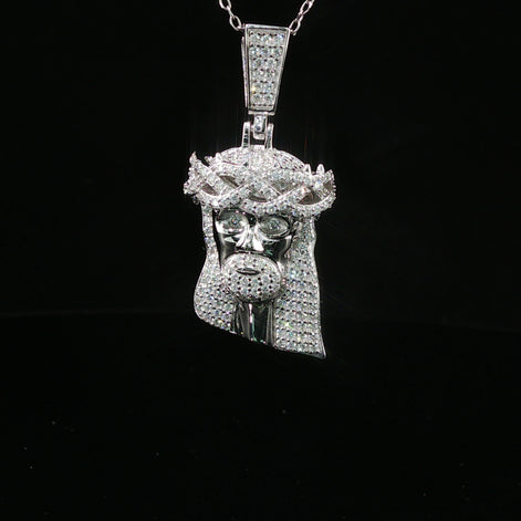 Men's Iced Out Jesus Piece Pendant – 925 Sterling Silver | VVS Moissanite Accents | 14K Gold & Rhodium Options