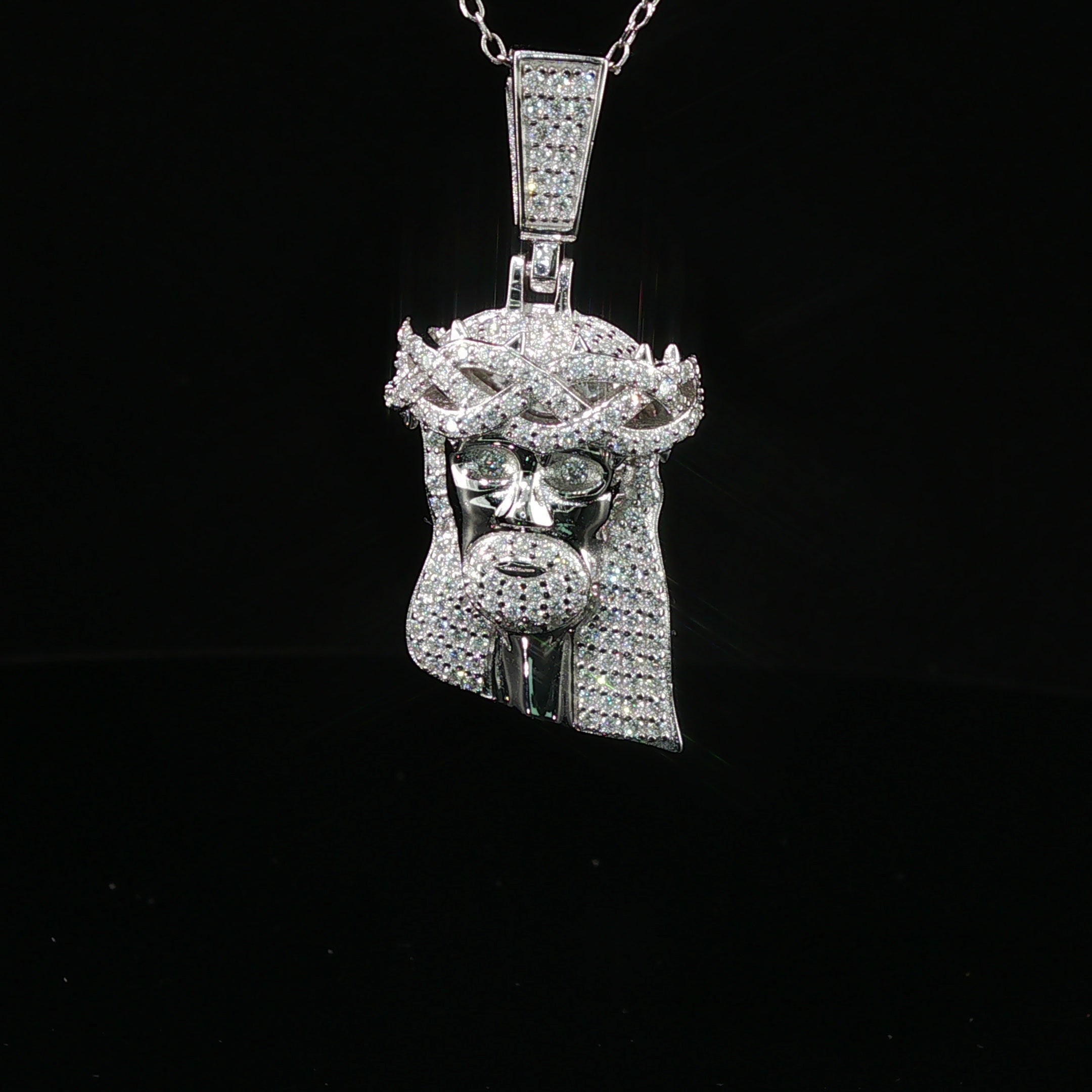Men's Iced Out Jesus Piece Pendant – 925 Sterling Silver | VVS Moissanite Accents | 14K Gold & Rhodium Options