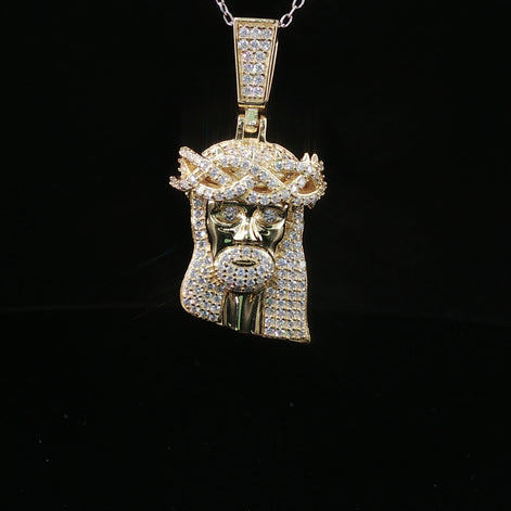 Men's Iced Out Jesus Piece Pendant – 925 Sterling Silver | VVS Moissanite Accents | 14K Gold & Rhodium Options