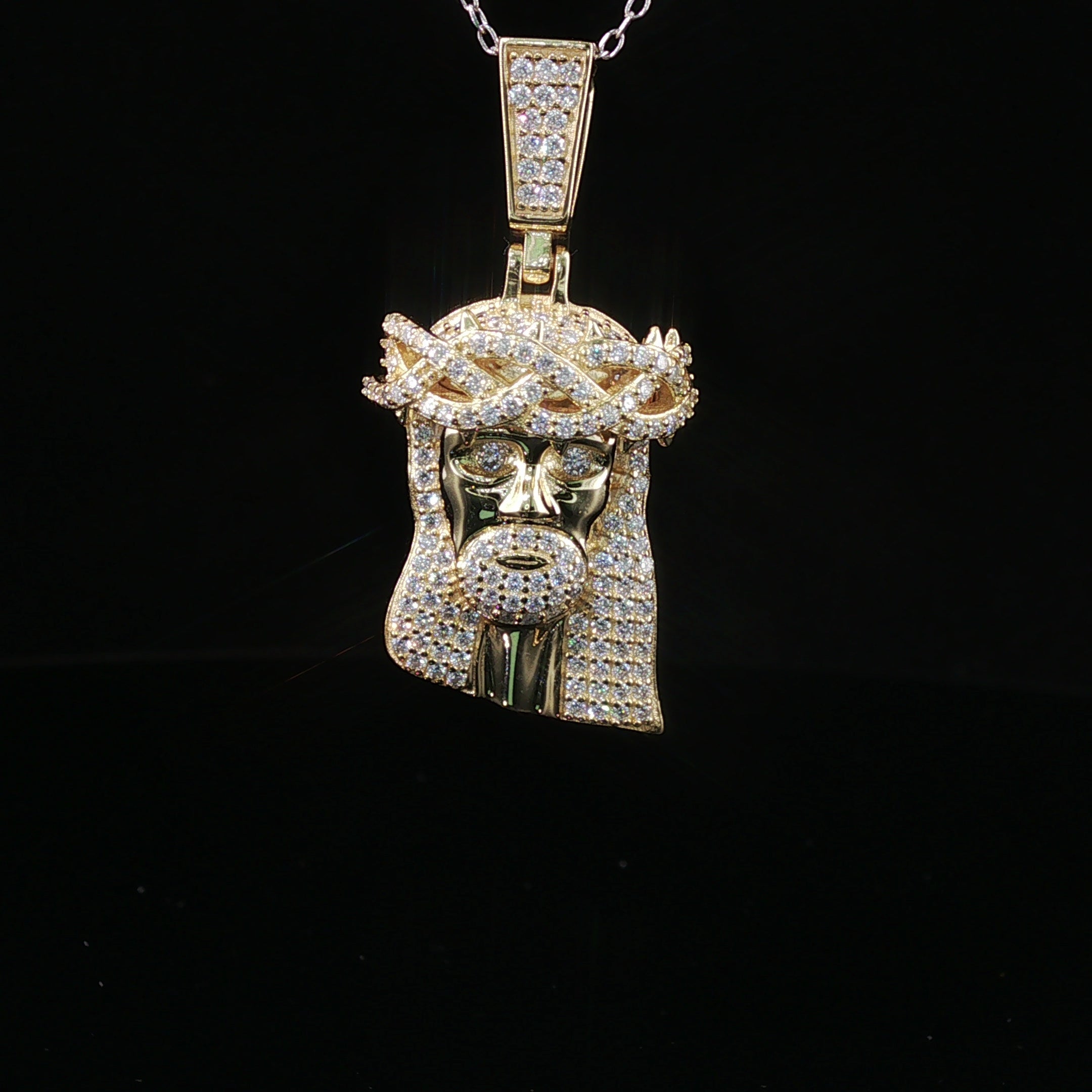 Men's Iced Out Jesus Piece Pendant – 925 Sterling Silver | VVS Moissanite Accents | 14K Gold & Rhodium Options