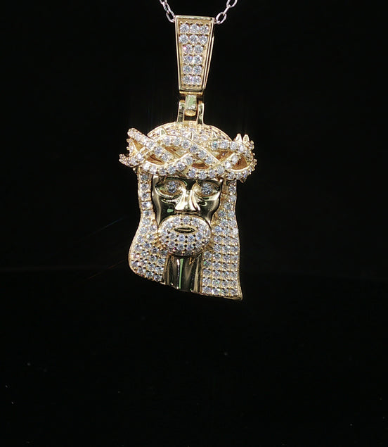 Men's Iced Out Jesus Piece Pendant – 925 Sterling Silver | VVS Moissanite Accents | 14K Gold & Rhodium Options