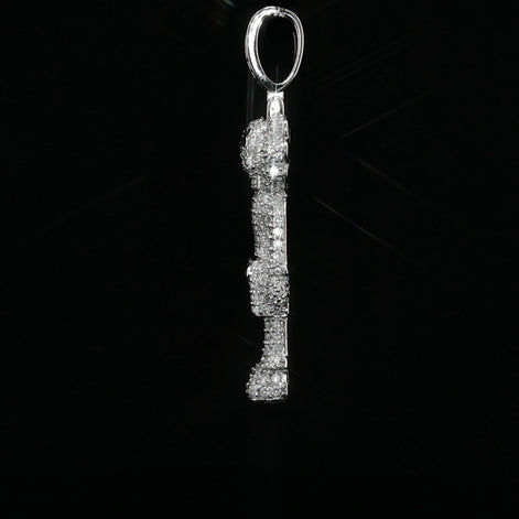 Iced Out X-Eye Bear Figure Pendant | 925 Sterling Silver | 2.31 ctw Moissanite | Silver & Gold color - 33.4 mm