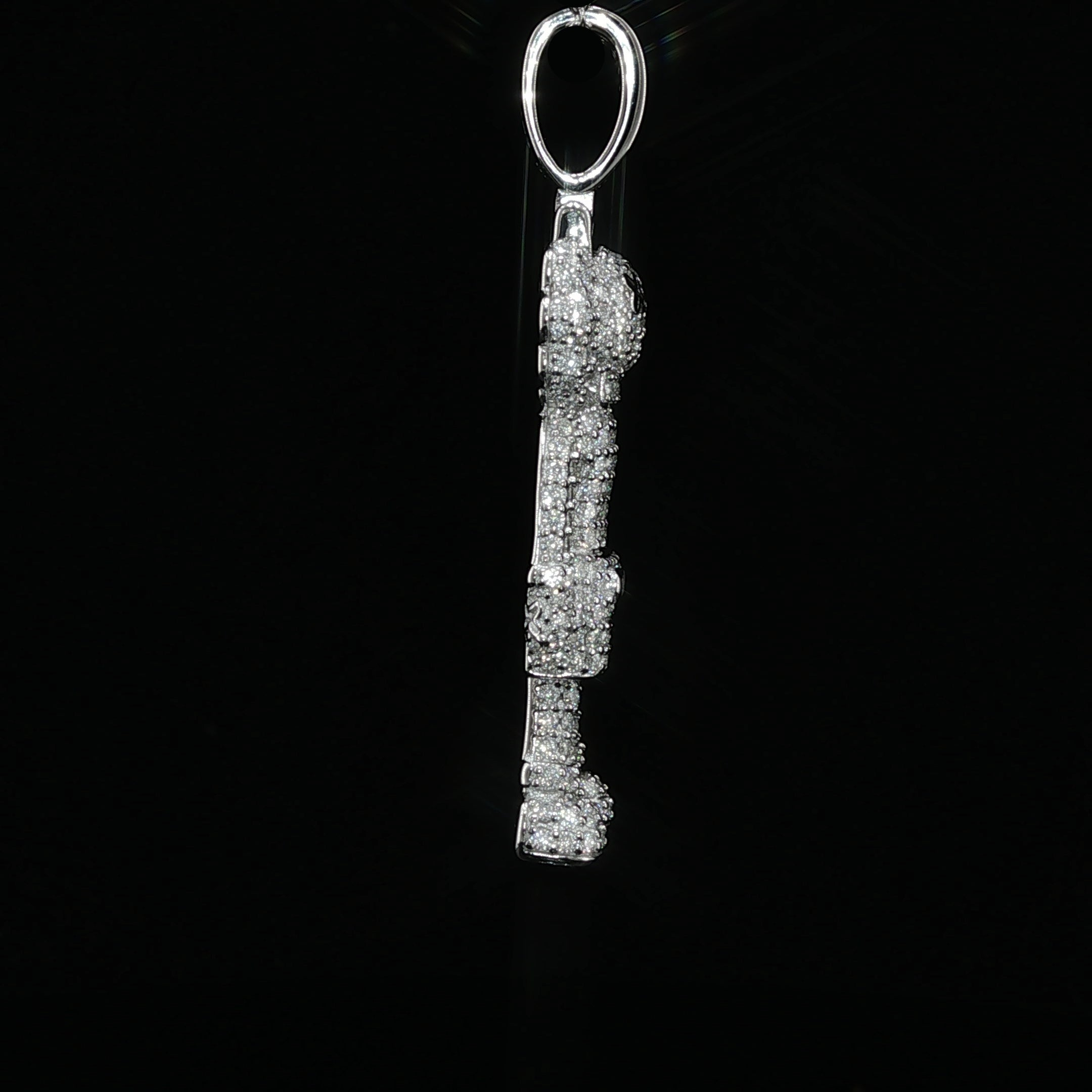 Iced Out X-Eye Bear Figure Pendant | 925 Sterling Silver | 2.31 ctw Moissanite | Silver & Gold color - 33.4 mm