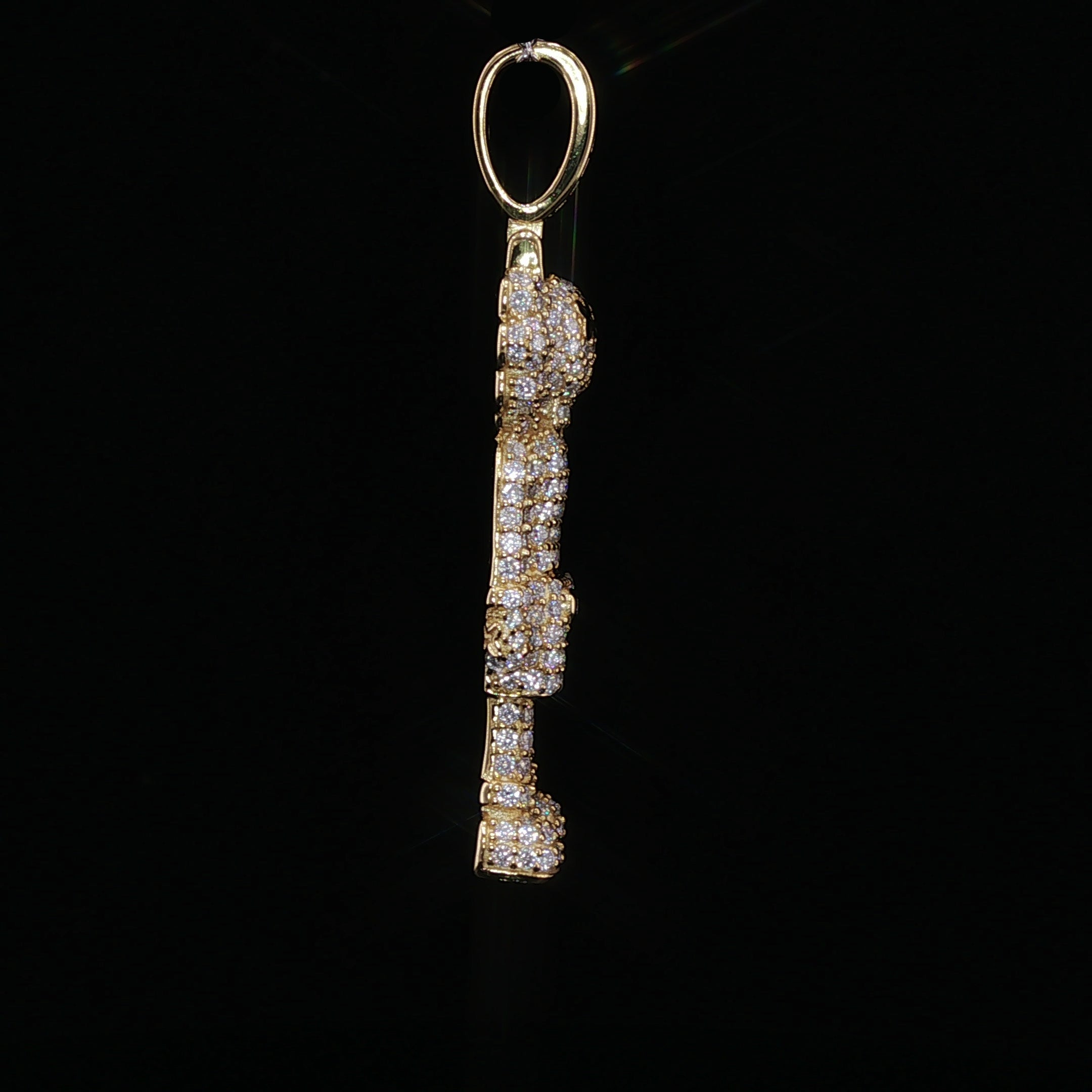 Iced Out X-Eye Bear Figure Pendant | 925 Sterling Silver | 2.31 ctw Moissanite | Silver & Gold color - 33.4 mm