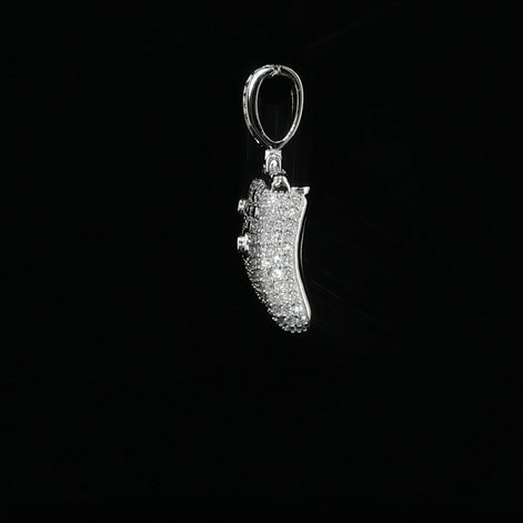 Iced Out Game Controller Pendant, 2 Ctw Moissanite, 925 Sterling Silver, Gamer Necklace, Silver or Gold Color - 18.3mm