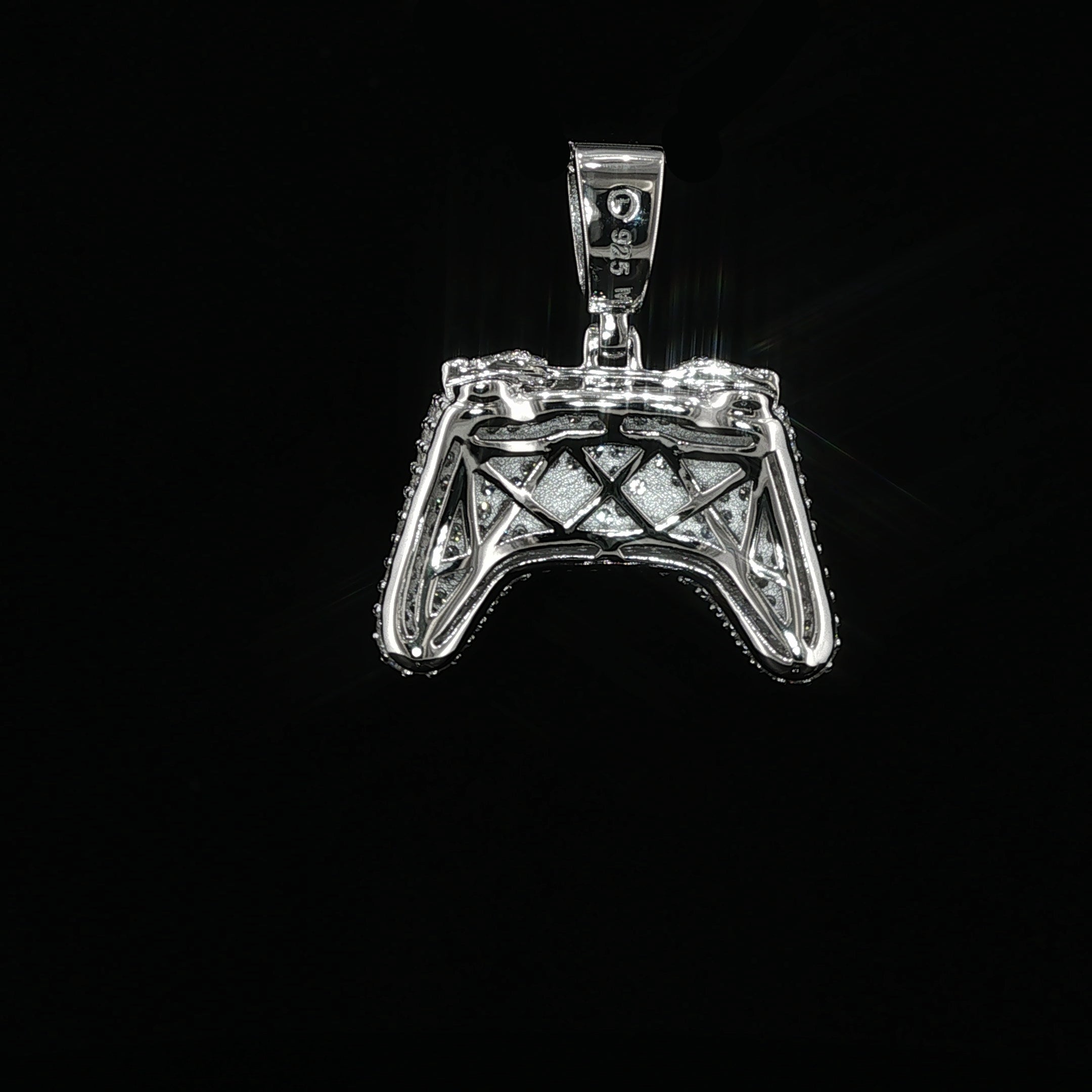 Iced Out Game Controller Pendant, 2 Ctw Moissanite, 925 Sterling Silver, Gamer Necklace, Silver or Gold Color - 18.3mm