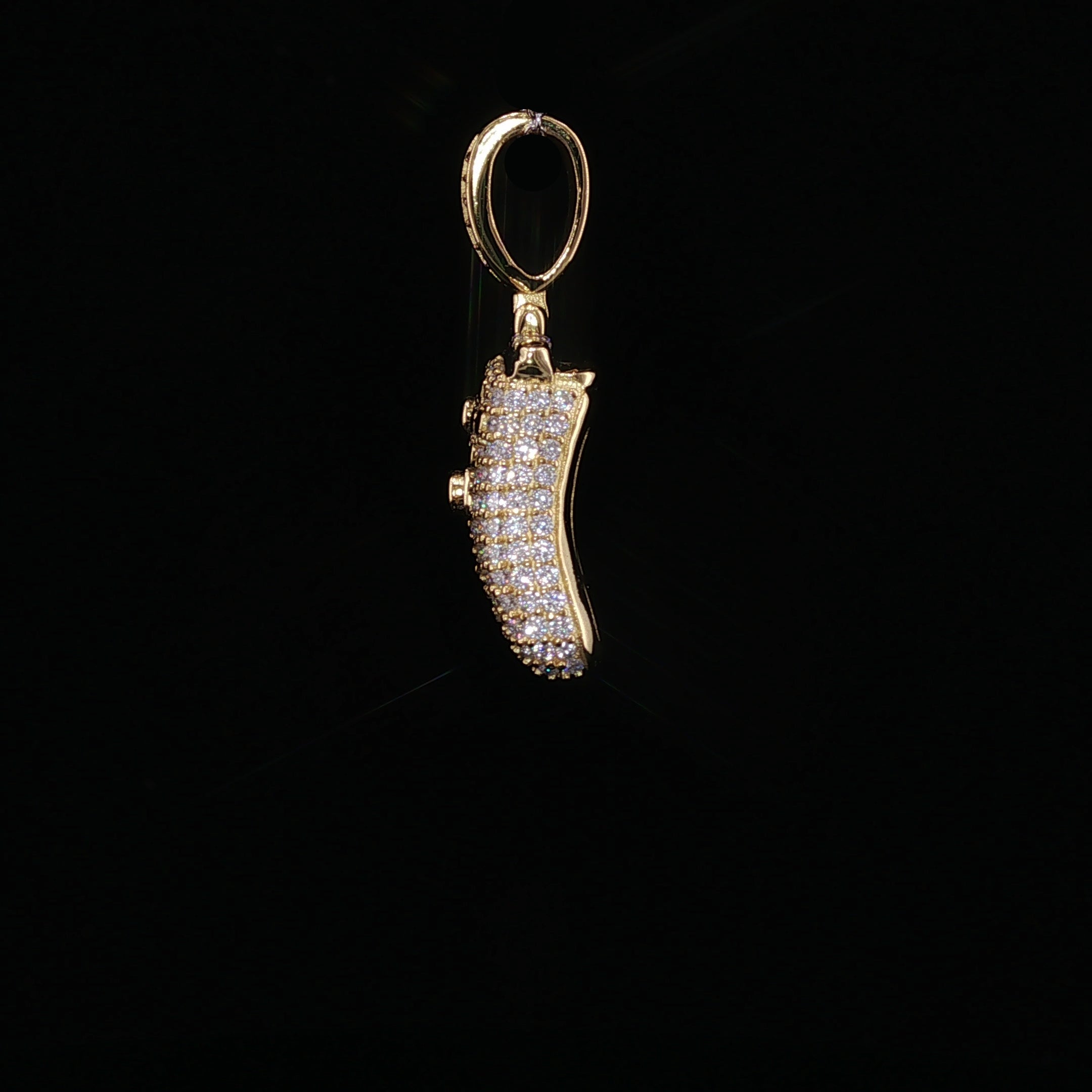 Iced Out Game Controller Pendant, 2 Ctw Moissanite, 925 Sterling Silver, Gamer Necklace, Silver or Gold Color - 18.3mm