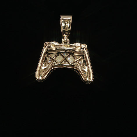 Iced Out Game Controller Pendant, 2 Ctw Moissanite, 925 Sterling Silver, Gamer Necklace, Silver or Gold Color - 18.3mm