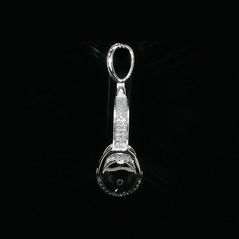 Iced Out Headphones Pendant, 1.68 Ctw Moissanite, 925 Sterling Silver, DJ Music Necklace, Silver or Gold Color - 25mm