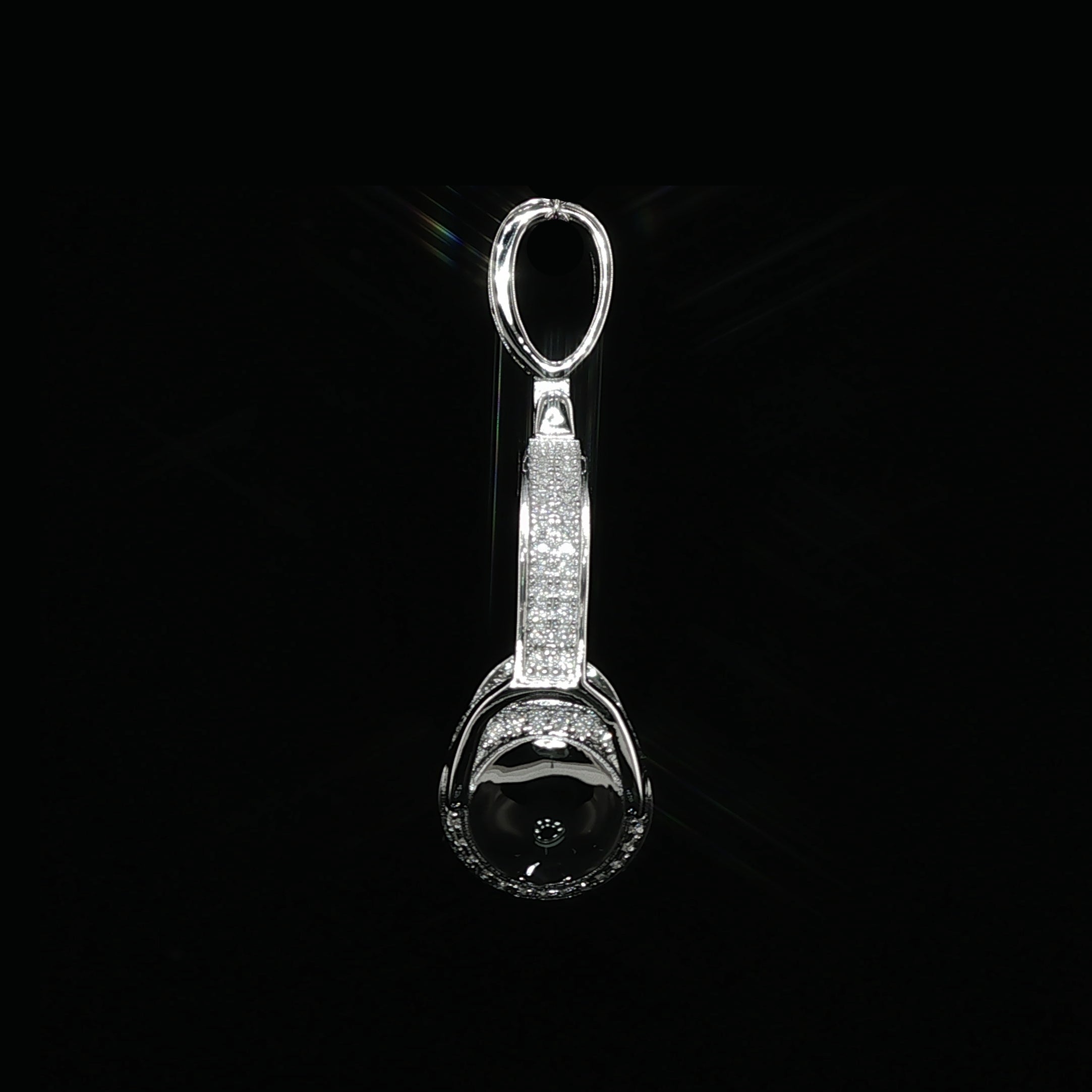 Iced Out Headphones Pendant, 1.68 Ctw Moissanite, 925 Sterling Silver, DJ Music Necklace, Silver or Gold Color - 25mm