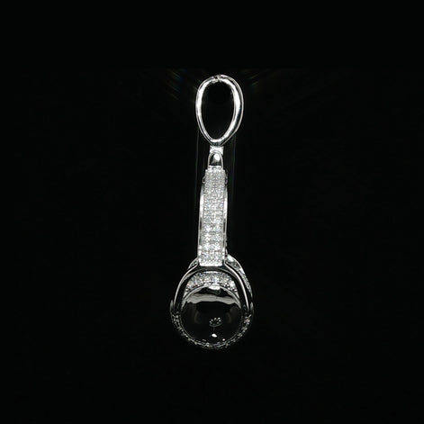 Iced Out Headphones Pendant, 1.68 Ctw Moissanite, 925 Sterling Silver, DJ Music Necklace, Silver or Gold Color - 25mm