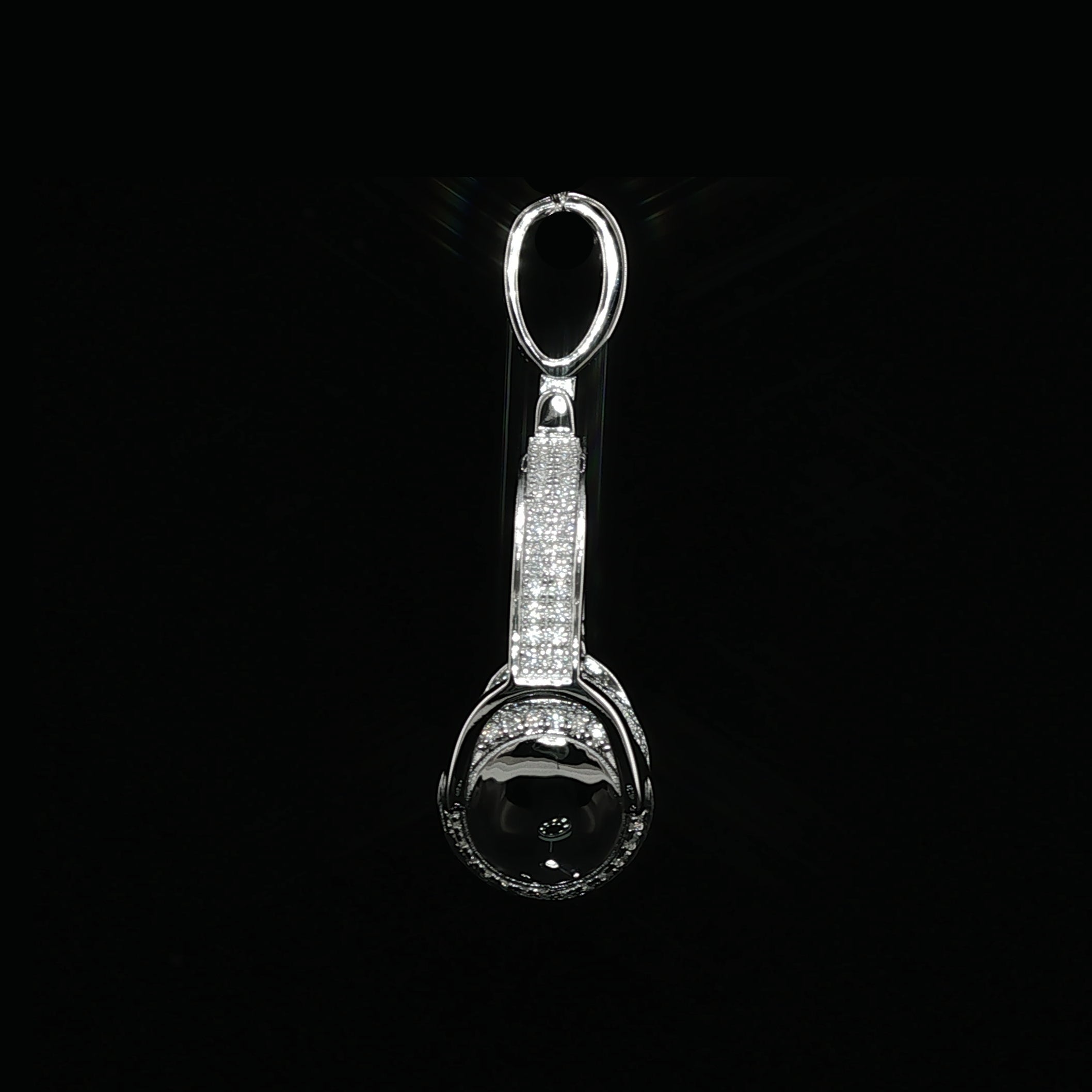 Iced Out Headphones Pendant, 1.68 Ctw Moissanite, 925 Sterling Silver, DJ Music Necklace, Silver or Gold Color - 25mm