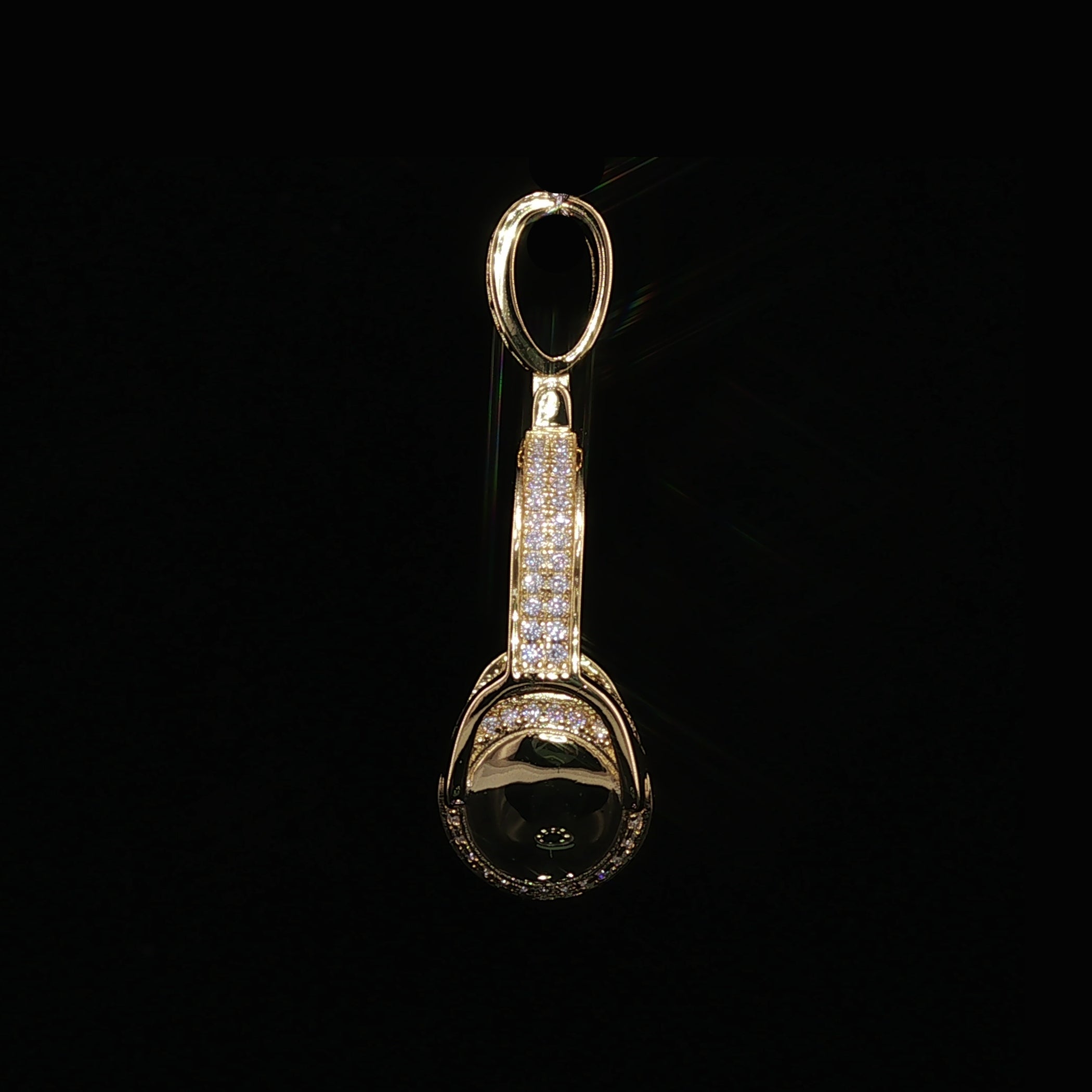 Iced Out Headphones Pendant, 1.68 Ctw Moissanite, 925 Sterling Silver, DJ Music Necklace, Silver or Gold Color - 25mm