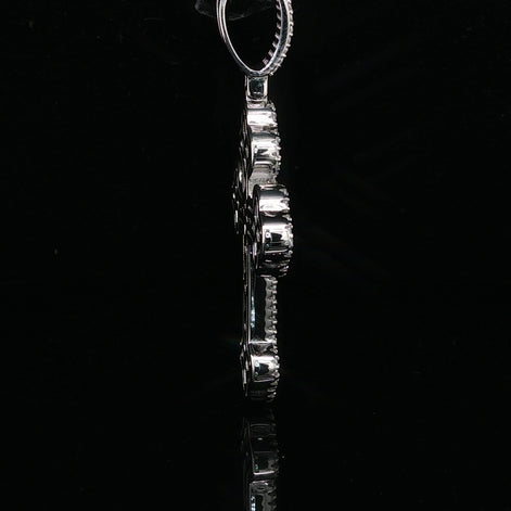Men's Iced Out Budded Cross Pendant – 925 Sterling Silver | VVS Moissanite | Ornate Scalloped Design