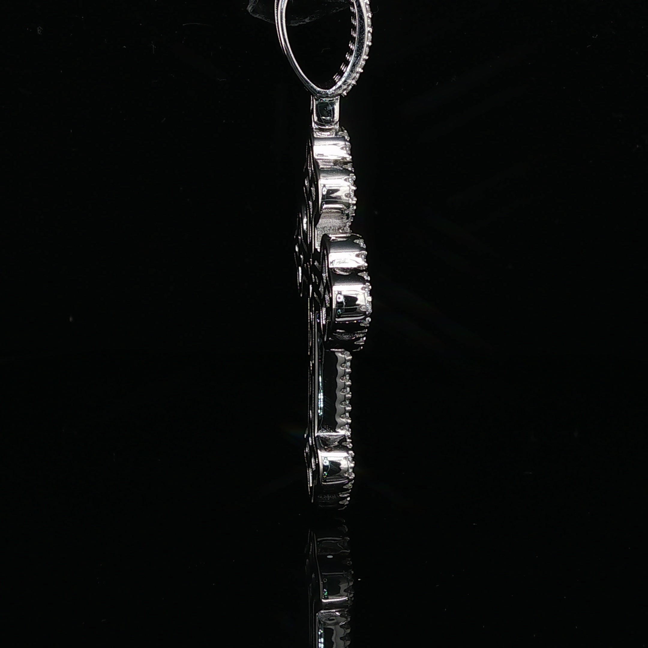 Men's Iced Out Budded Cross Pendant – 925 Sterling Silver | VVS Moissanite | Ornate Scalloped Design