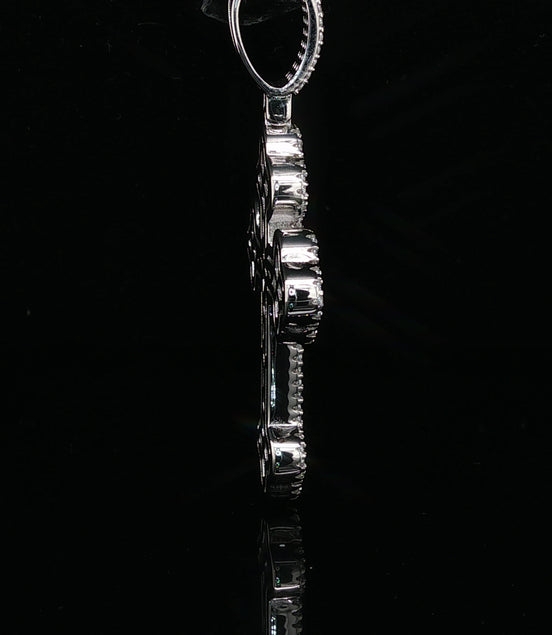 Men's Iced Out Budded Cross Pendant – 925 Sterling Silver | VVS Moissanite | Ornate Scalloped Design