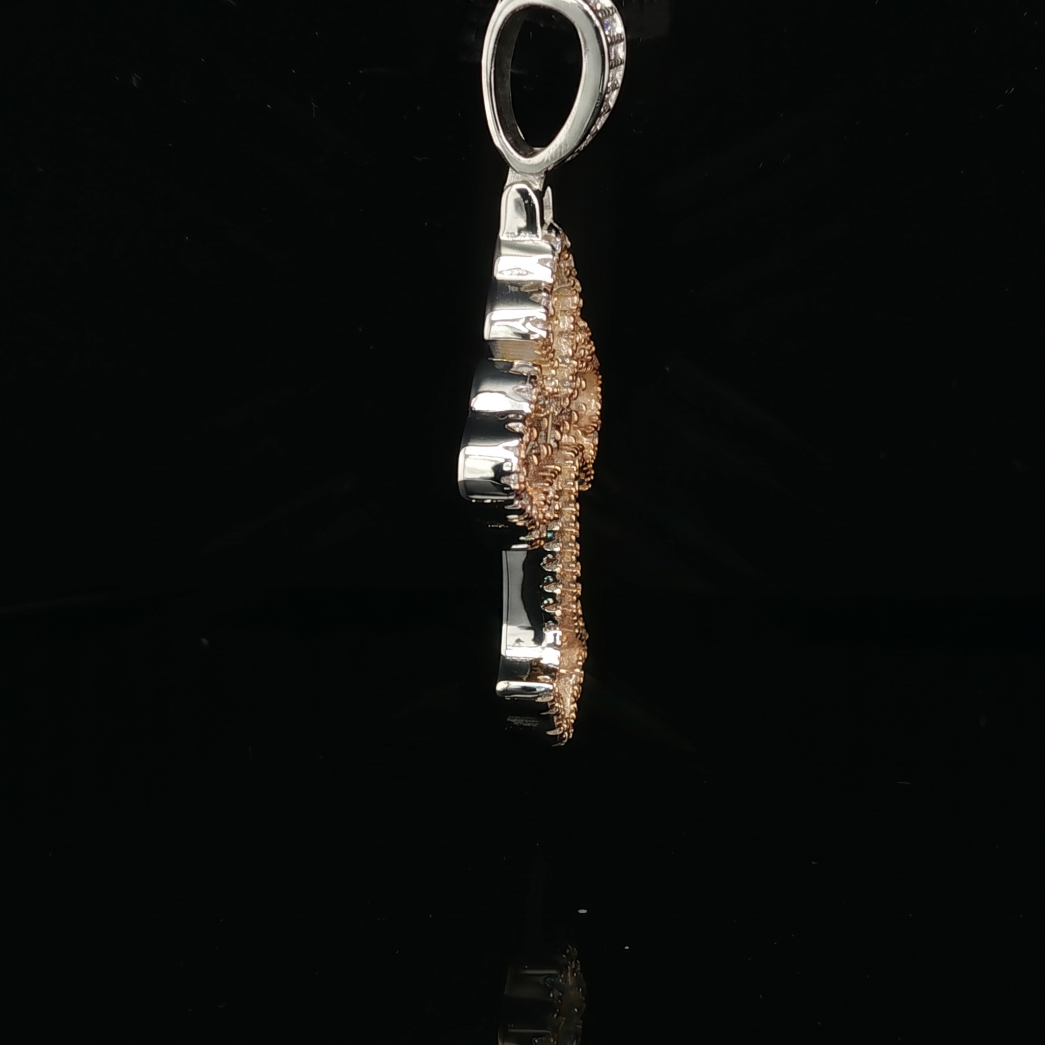 Men's Two-Tone Iced Out Baguette Cross – Rose Gold 925 Silver | VVS Moissanite