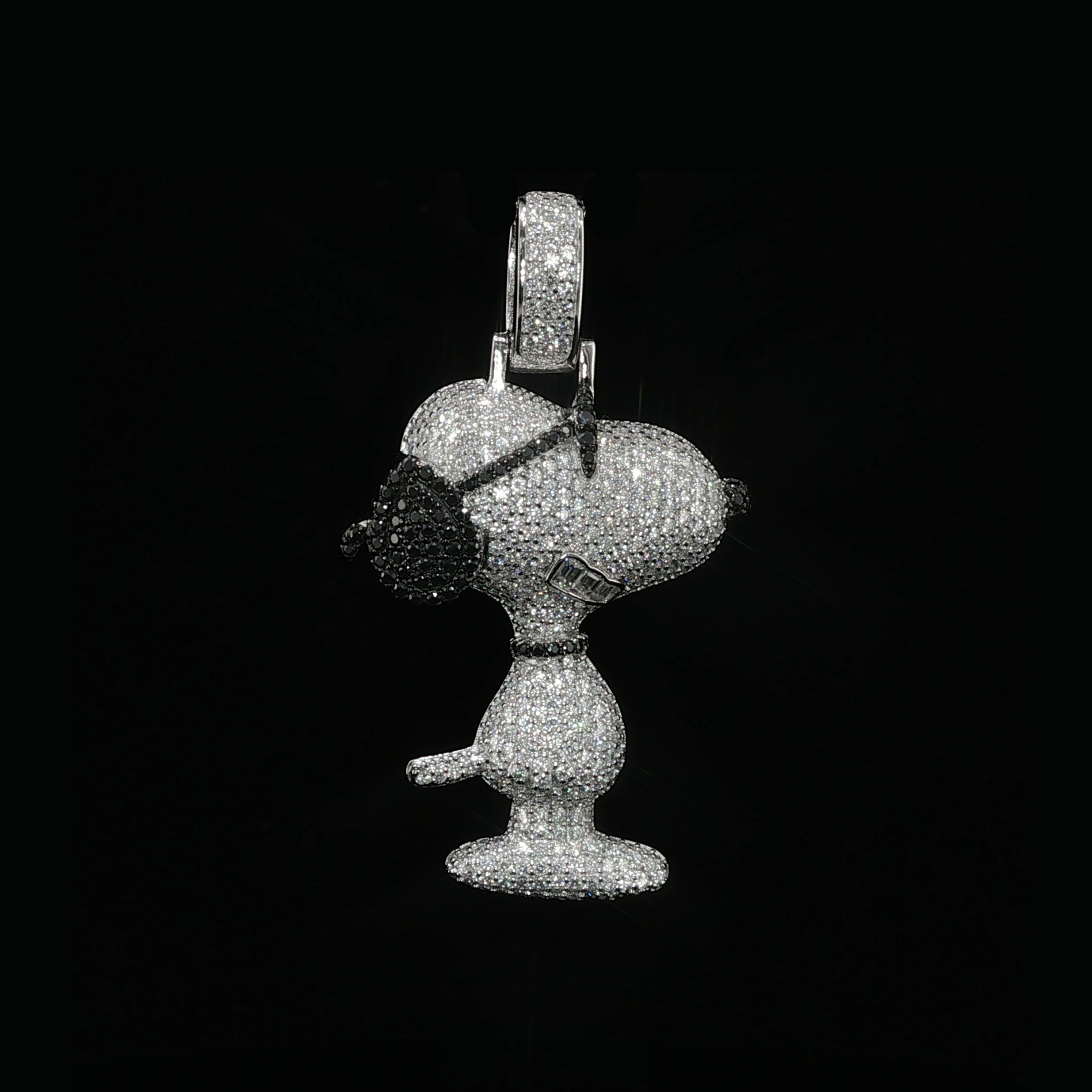 Iced Out Cool Dog Pendant with Sunglasses | 925 Sterling Silver | 2.28 ctw Moissanite | Silver & Gold Color - 33.7mm