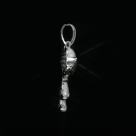 Iced Out Cool Dog Pendant with Sunglasses | 925 Sterling Silver | 2.28 ctw Moissanite | Silver & Gold Color - 33.7mm