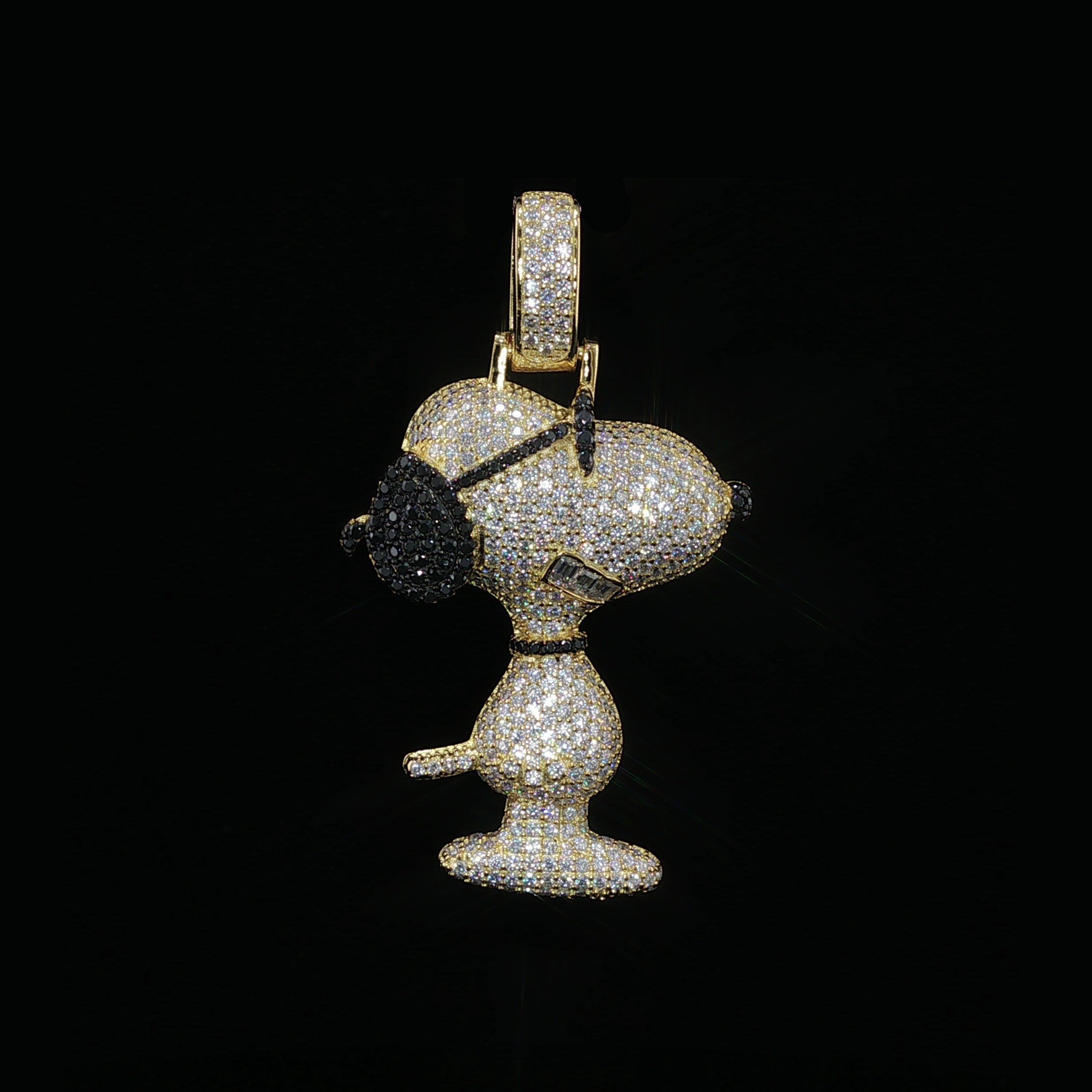 Iced Out Cool Dog Pendant with Sunglasses | 925 Sterling Silver | 2.28 ctw Moissanite | Silver & Gold Color - 33.7mm