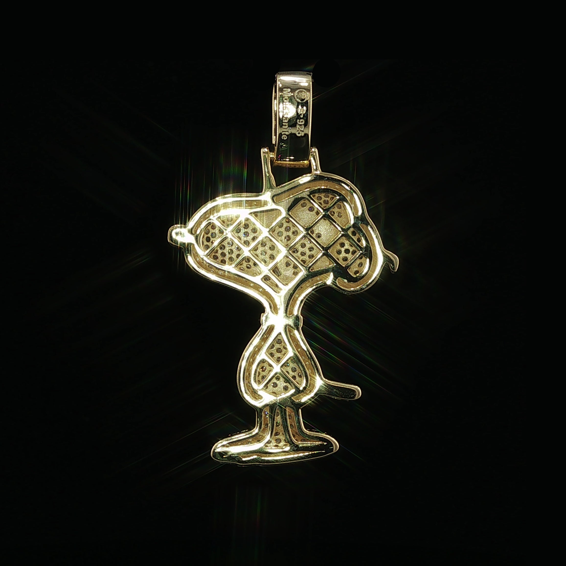 Iced Out Cool Dog Pendant with Sunglasses | 925 Sterling Silver | 2.28 ctw Moissanite | Silver & Gold Color - 33.7mm