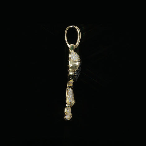 Iced Out Cool Dog Pendant with Sunglasses | 925 Sterling Silver | 2.28 ctw Moissanite | Silver & Gold Color - 33.7mm