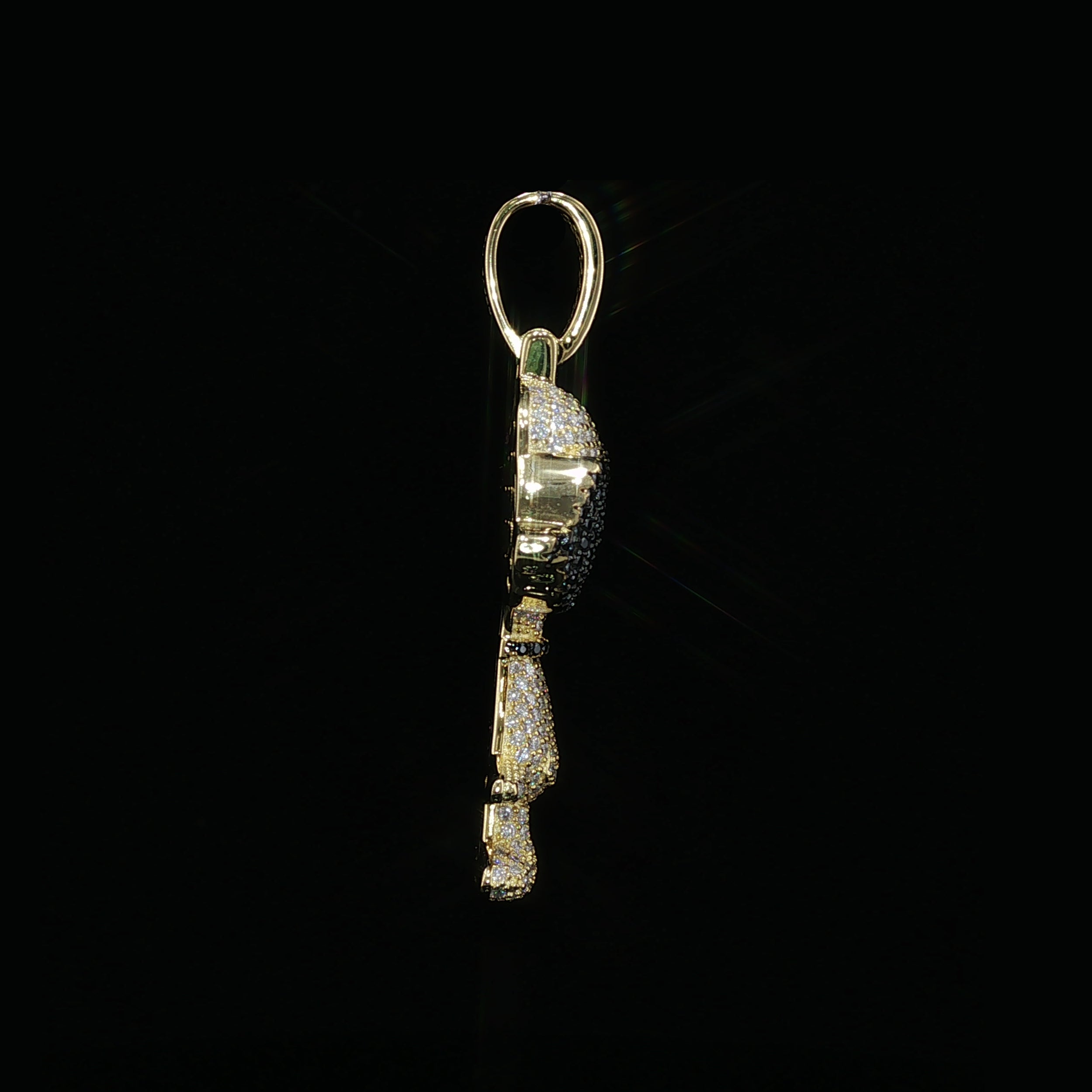 Iced Out Cool Dog Pendant with Sunglasses | 925 Sterling Silver | 2.28 ctw Moissanite | Silver & Gold Color - 33.7mm
