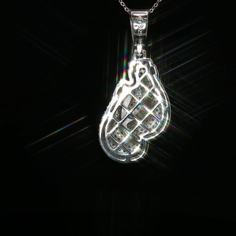 925 Sterling Silver Iced Out Boxing Glove Pendant - 2.35Ctw Moissanite Available with Silver and Gold Finished