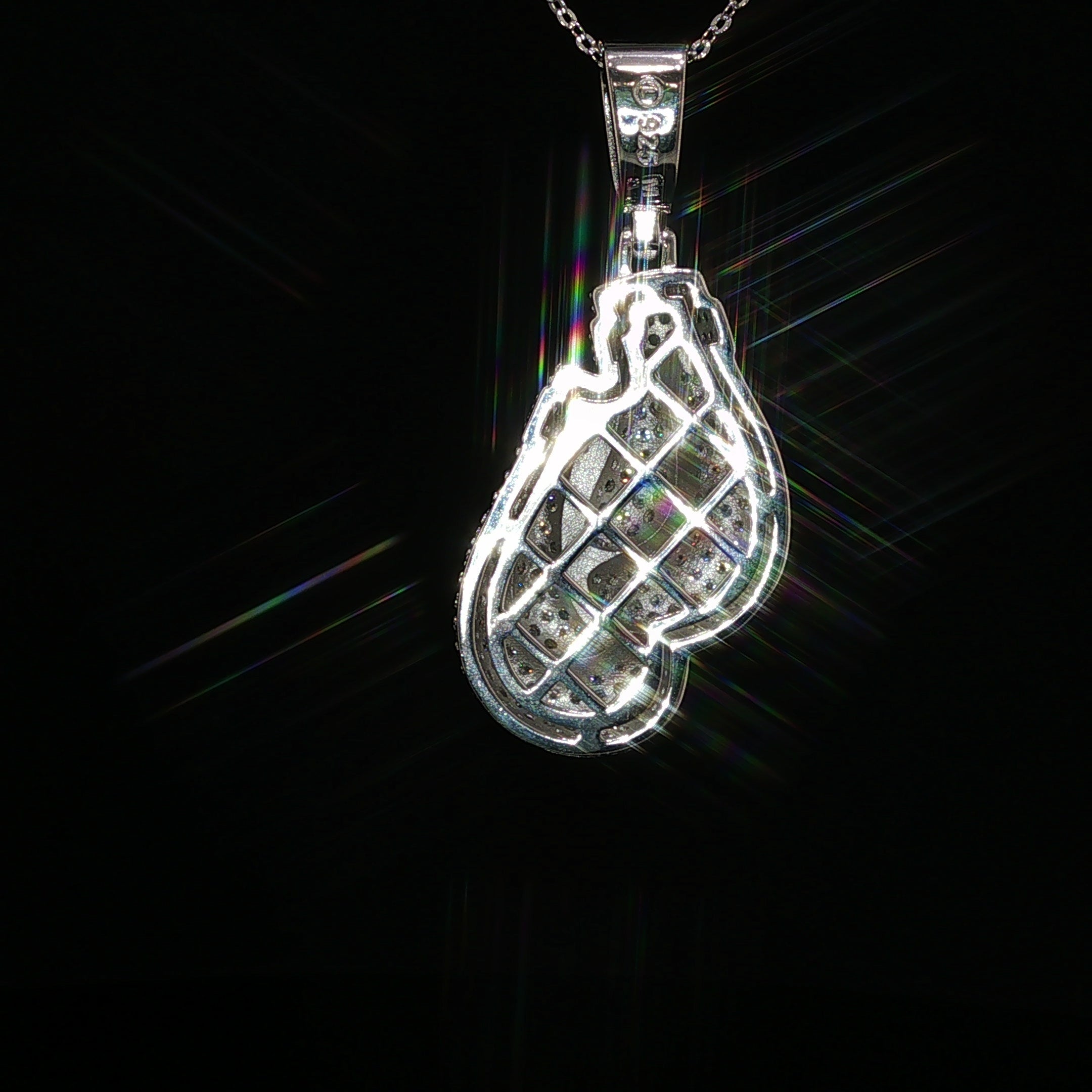 925 Sterling Silver Iced Out Boxing Glove Pendant - 2.35Ctw Moissanite Available with Silver and Gold Finished