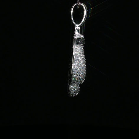 925 Sterling Silver Iced Out Boxing Glove Pendant - 2.35Ctw Moissanite Available with Silver and Gold Finished