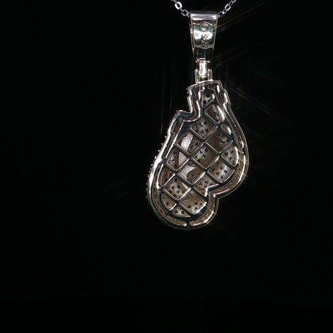 925 Sterling Silver Iced Out Boxing Glove Pendant - 2.35Ctw Moissanite Available with Silver and Gold Finished