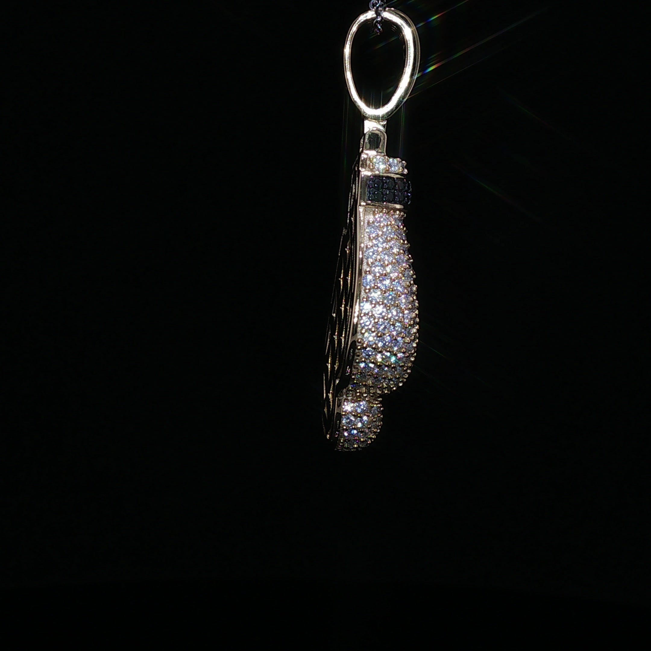 925 Sterling Silver Iced Out Boxing Glove Pendant - 2.35Ctw Moissanite Available with Silver and Gold Finished