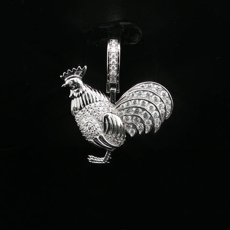 Men's Iced Out "Rooster" Statement Pendant – 925 Sterling Silver | VVS Moissanite